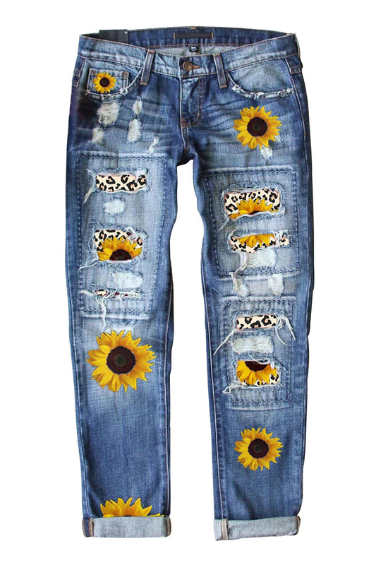 Slim Fit Printed Denim Trousers