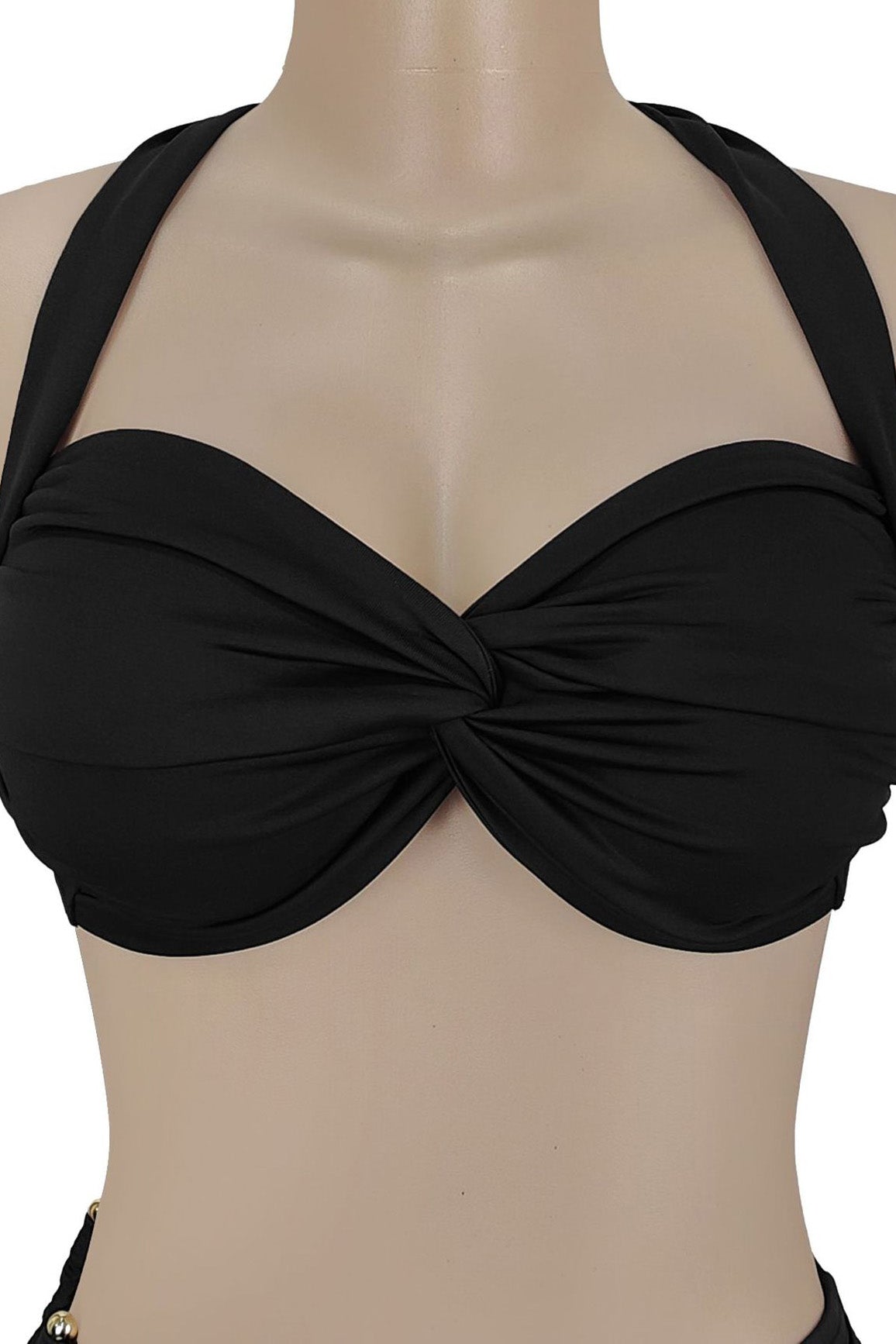 Twist-Front Halter Top & Drape Flare Pant Set