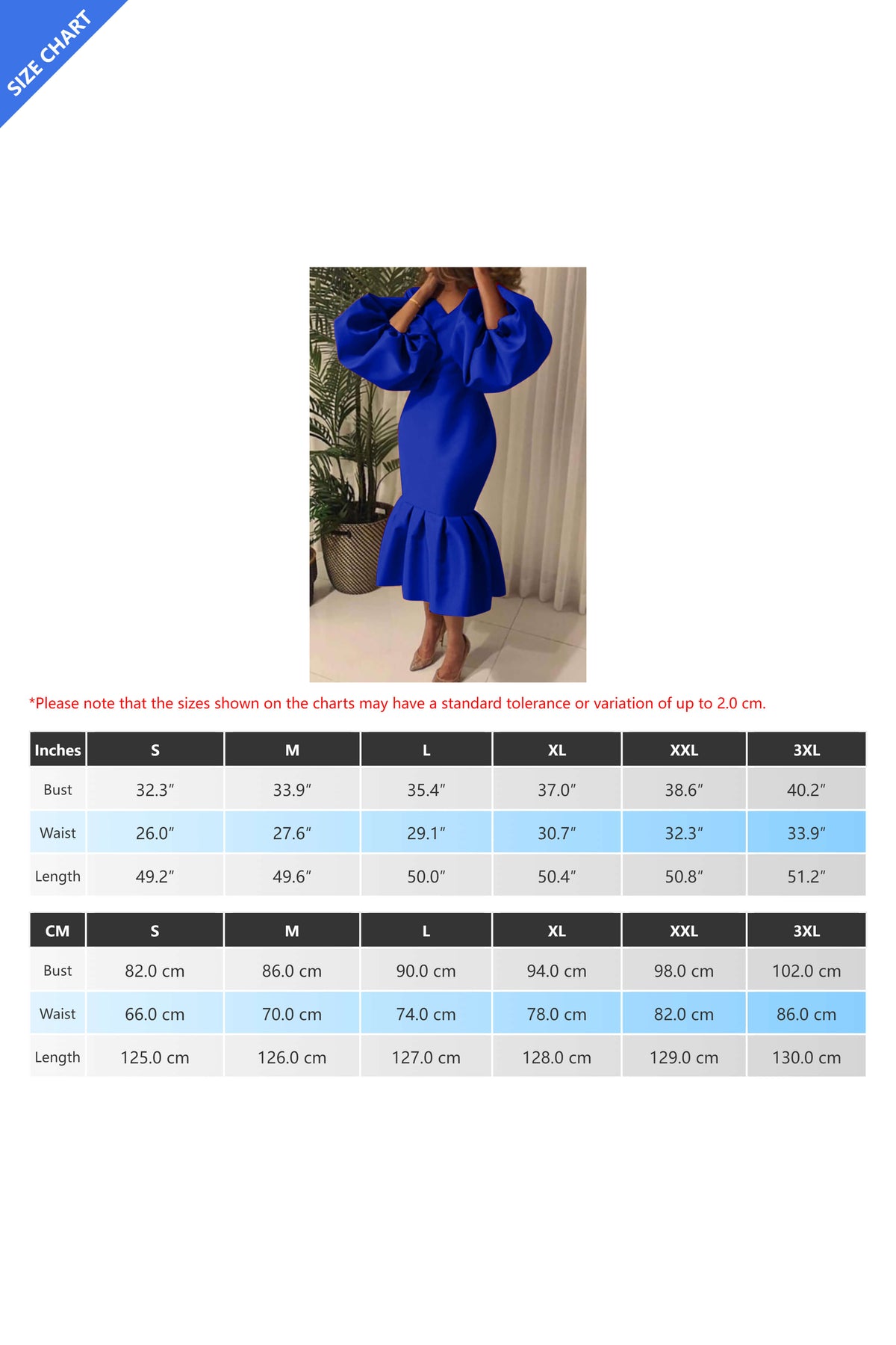 Plus Size Solid Color Puff Sleeve Flounce Dress