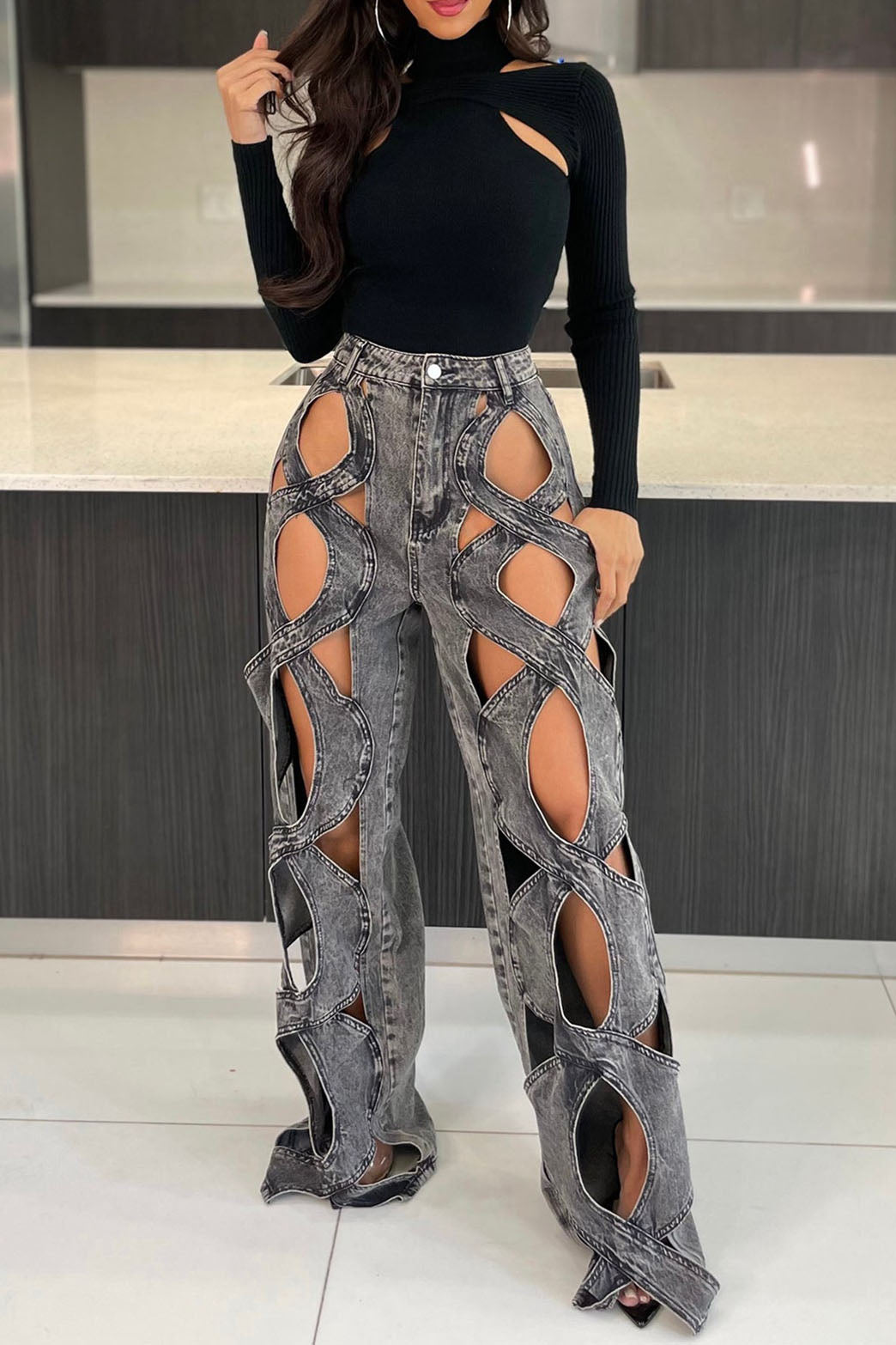 Trendy Wide Leg Jeans