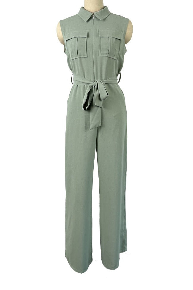 Collared Wide Leg Jumpsuit