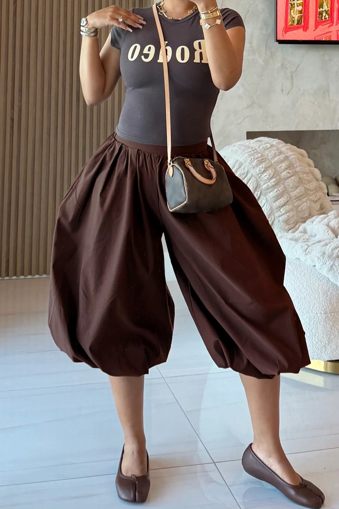 Pleated Balloon Leg Culotte