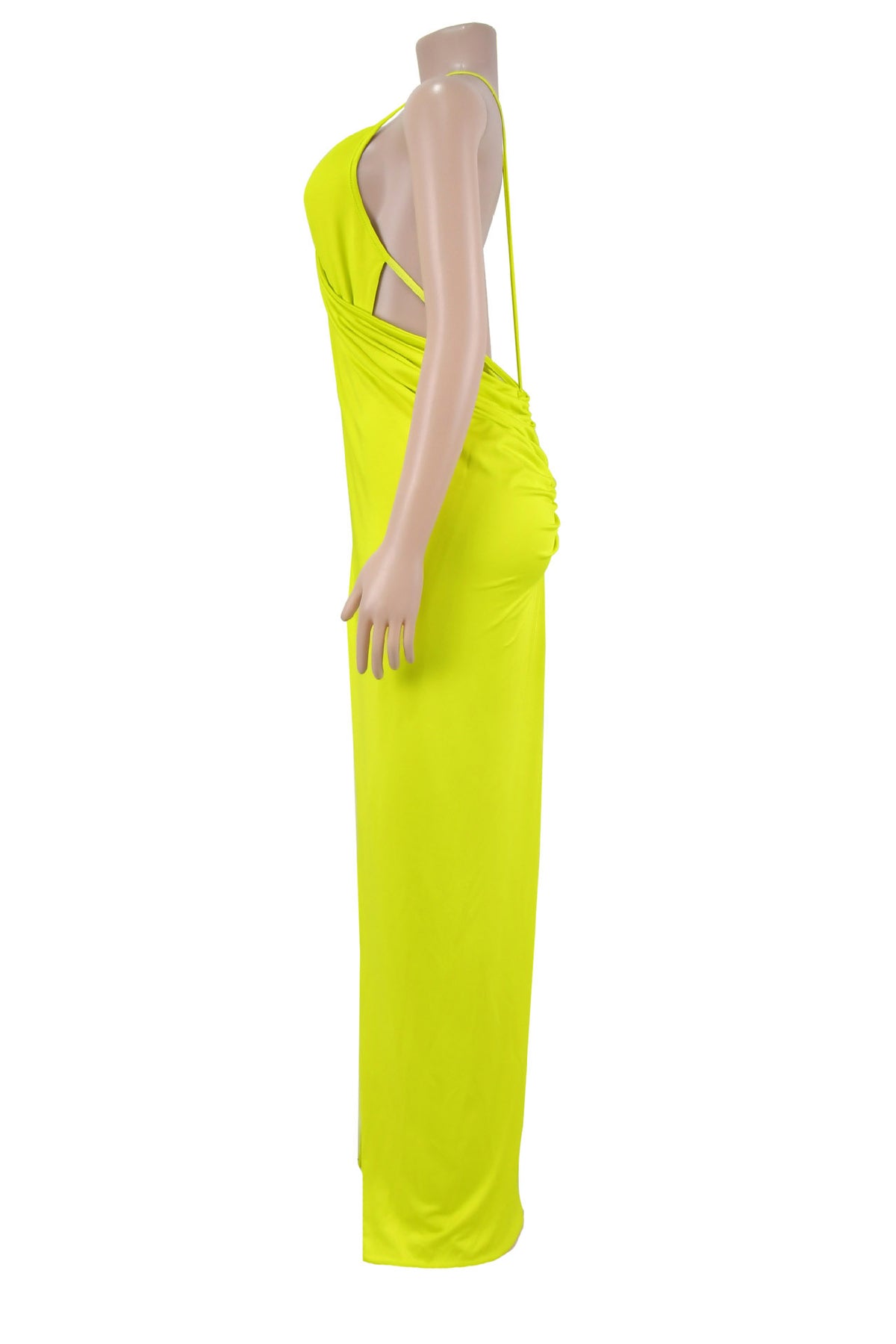 Draped V-Neck Cutout Slit Maxi Dress