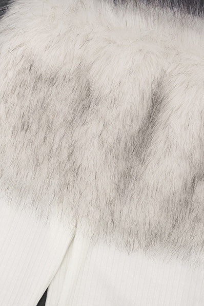 Off Shoulder Fur Trim Flare Sleeve Top