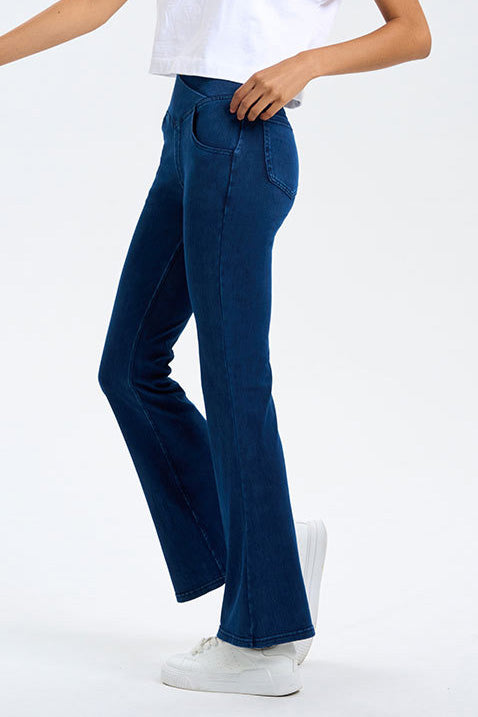High-Stretch Crossover Flare Yoga Jeans