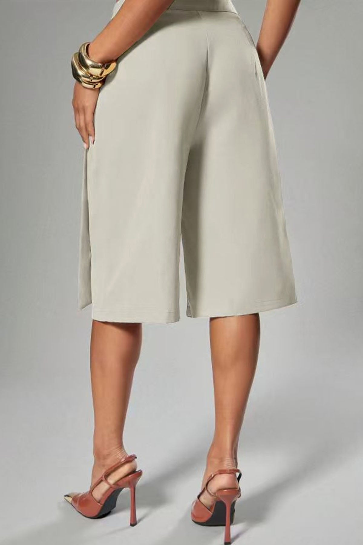 Asymmetrical Wrap Tie-Waist Culottes