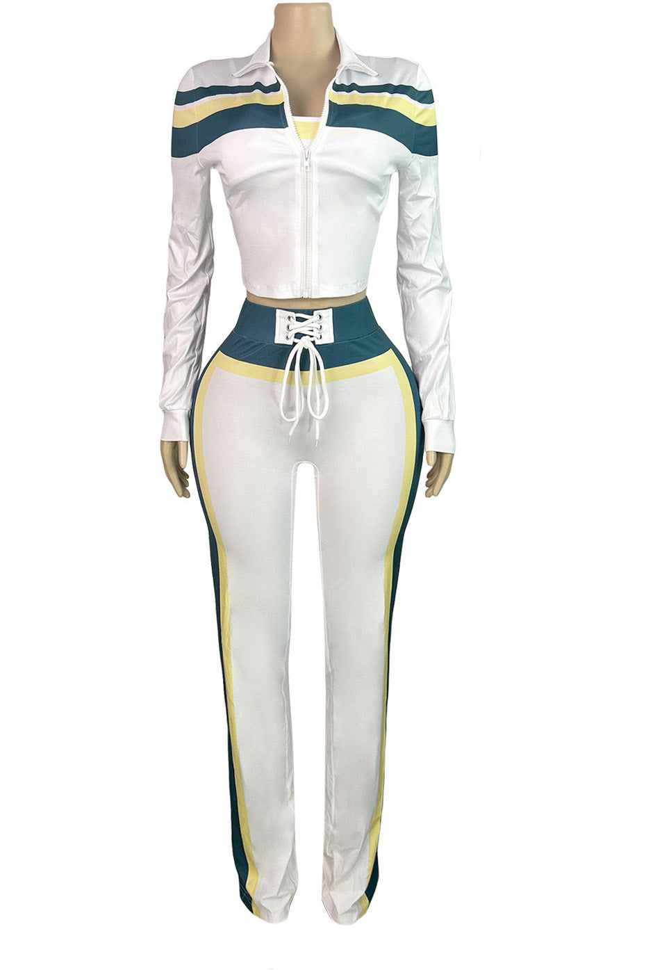 Printed Front-Tie Top and Long Pants Set