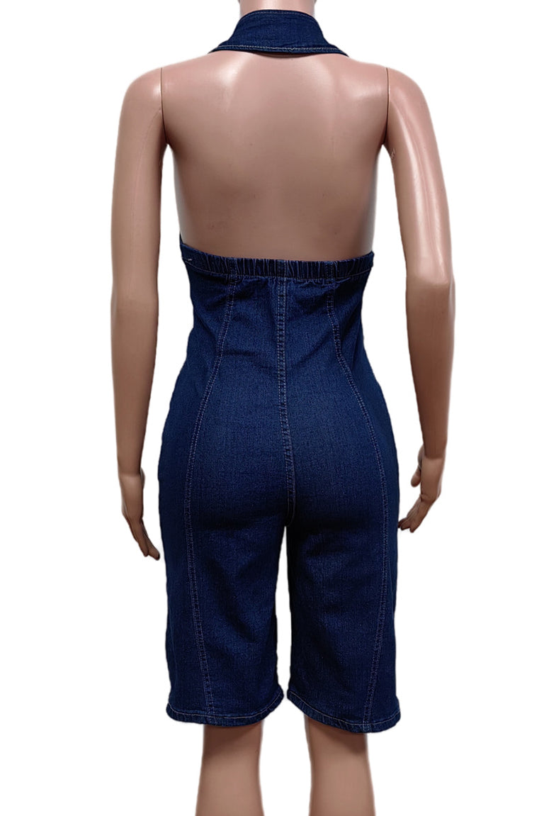 Sleeveless Denim Romper