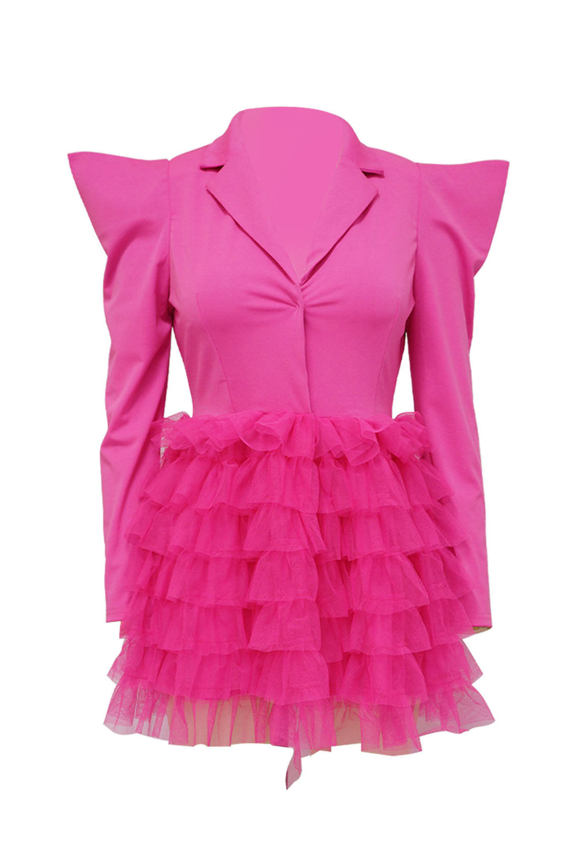 Statement Shoulder Tulle Blazer Dress