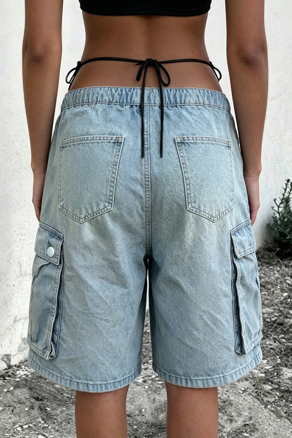 Baggy Drawstring Cargo Shorts
