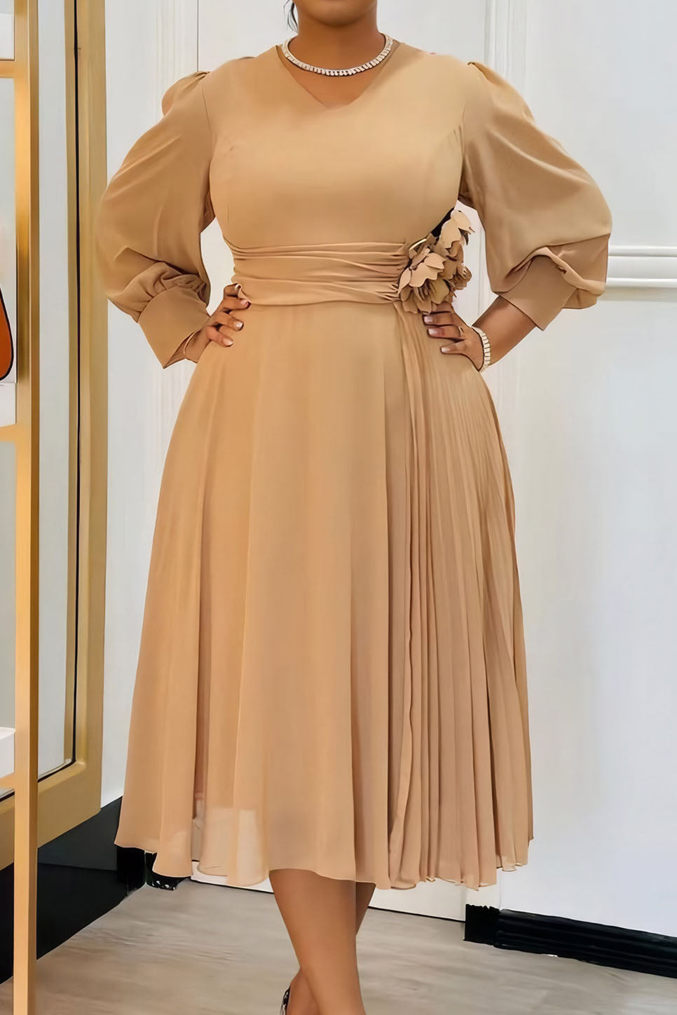 Solid Color A-Line Dress