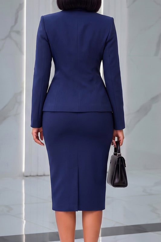 Double-Breasted Blazer & Pencil Skirt Set