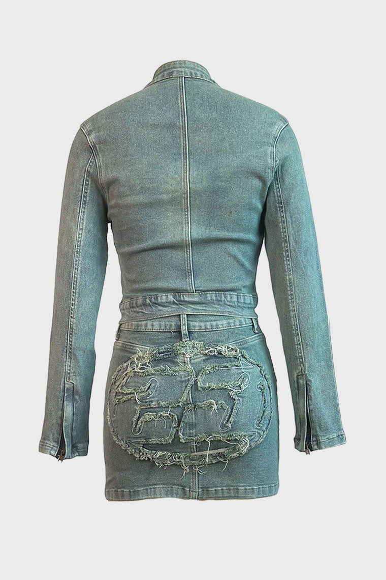 Vintage Wash Patch Denim Jacket