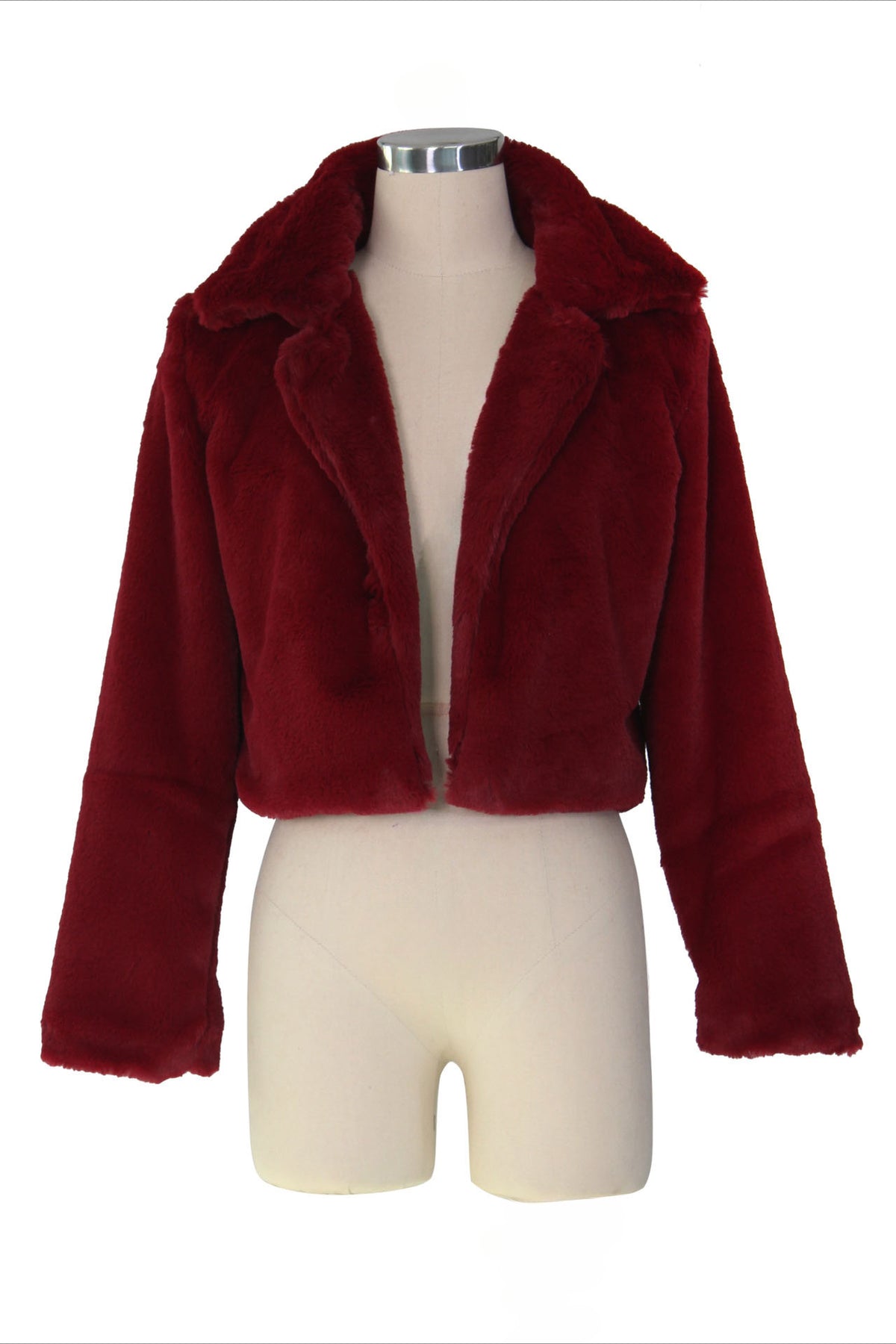 Faux Leather Lapel Short Jacket