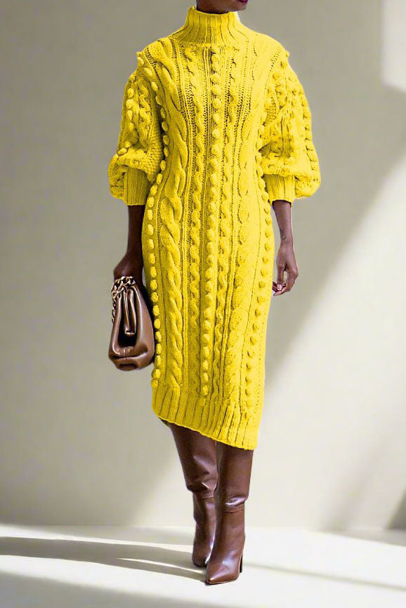 Midi Length Knitted Sweater Dress