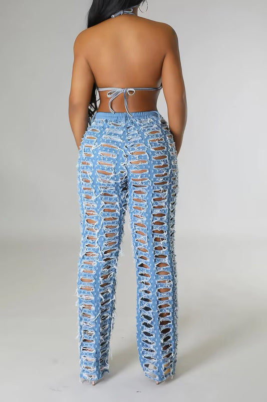 Relaxed Over Distressed Jeans