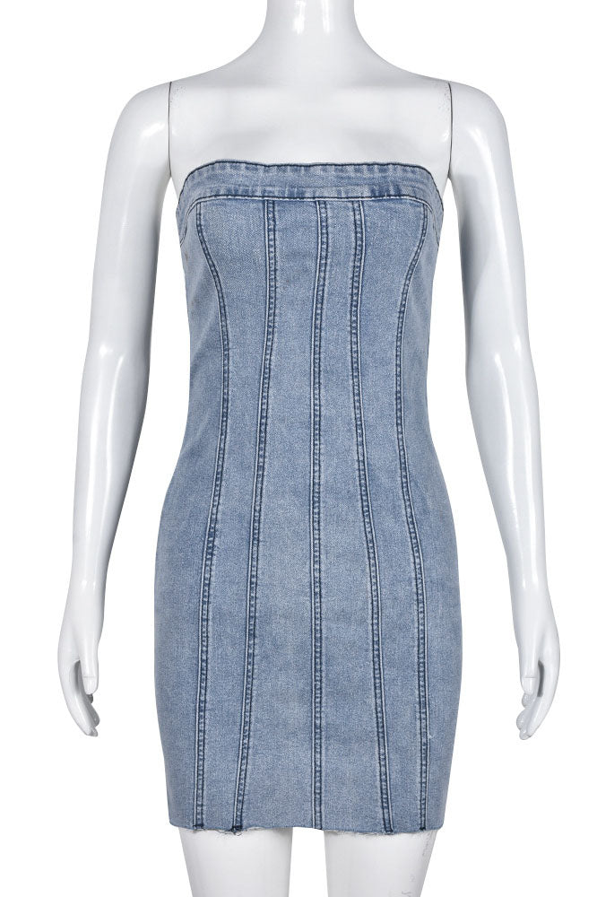 Strapless Mini Denim Dress