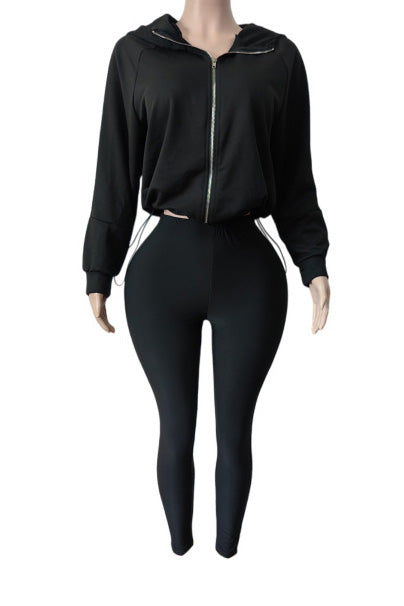 Zip Hoodie High Waist Leggings Set