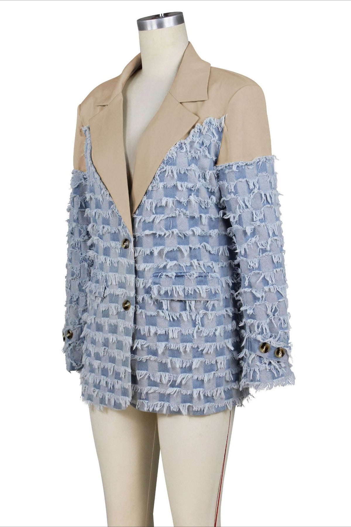 Denim Color-block Blazer