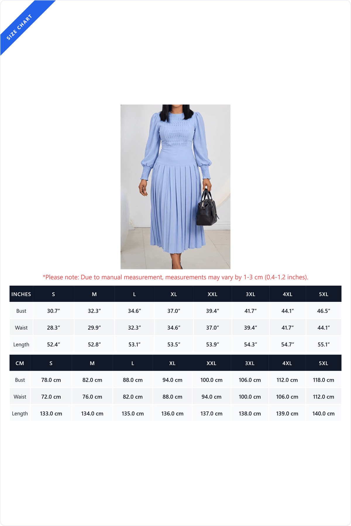 Smocked Puff Sleeve Pleated Midi Dress