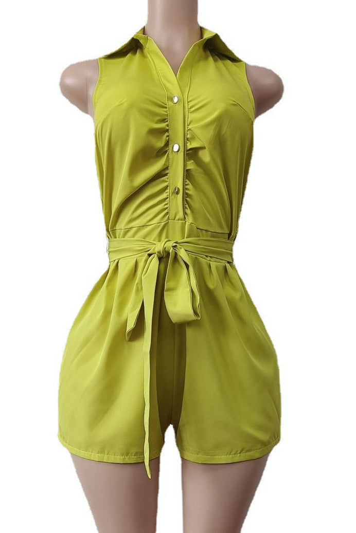 Sleeveless Tie Waist Casual Romper
