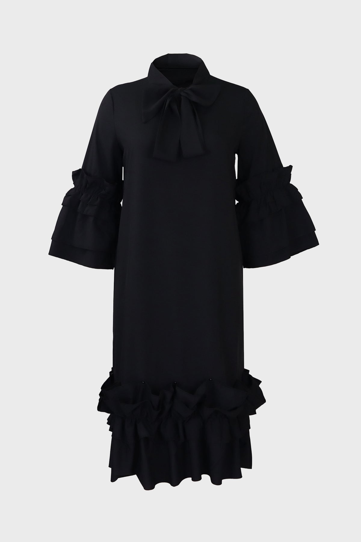 Ruffle Hem Flare Sleeve Maxi Dress