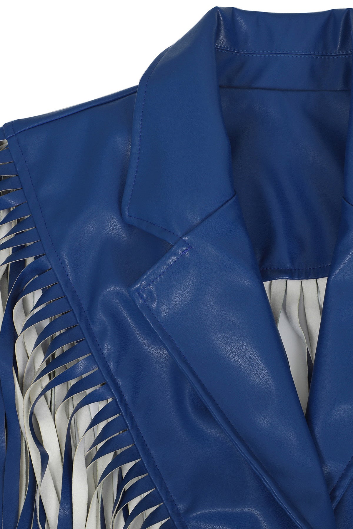Fringed Faux-Leather Blazer & Shorts 2-Piece Set