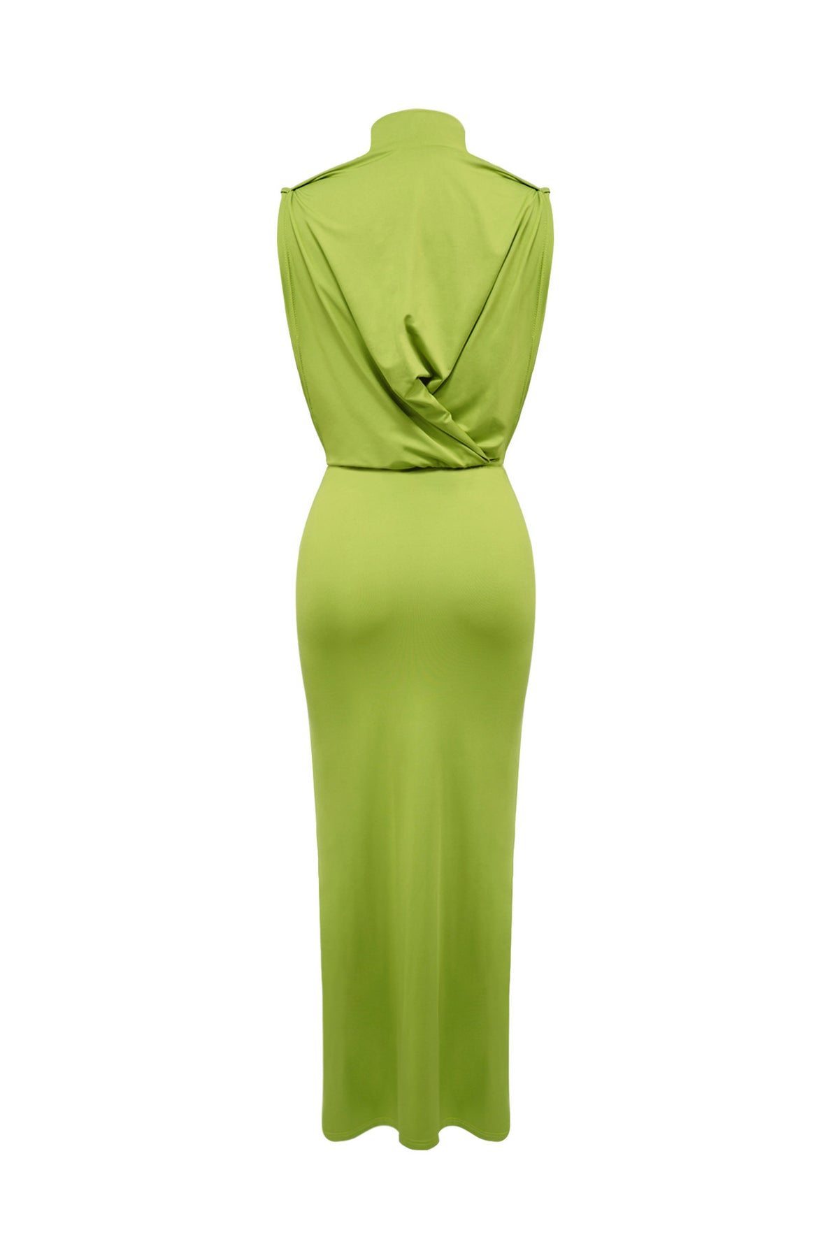 Mock Neck Cutout Ruched Maxi Dress