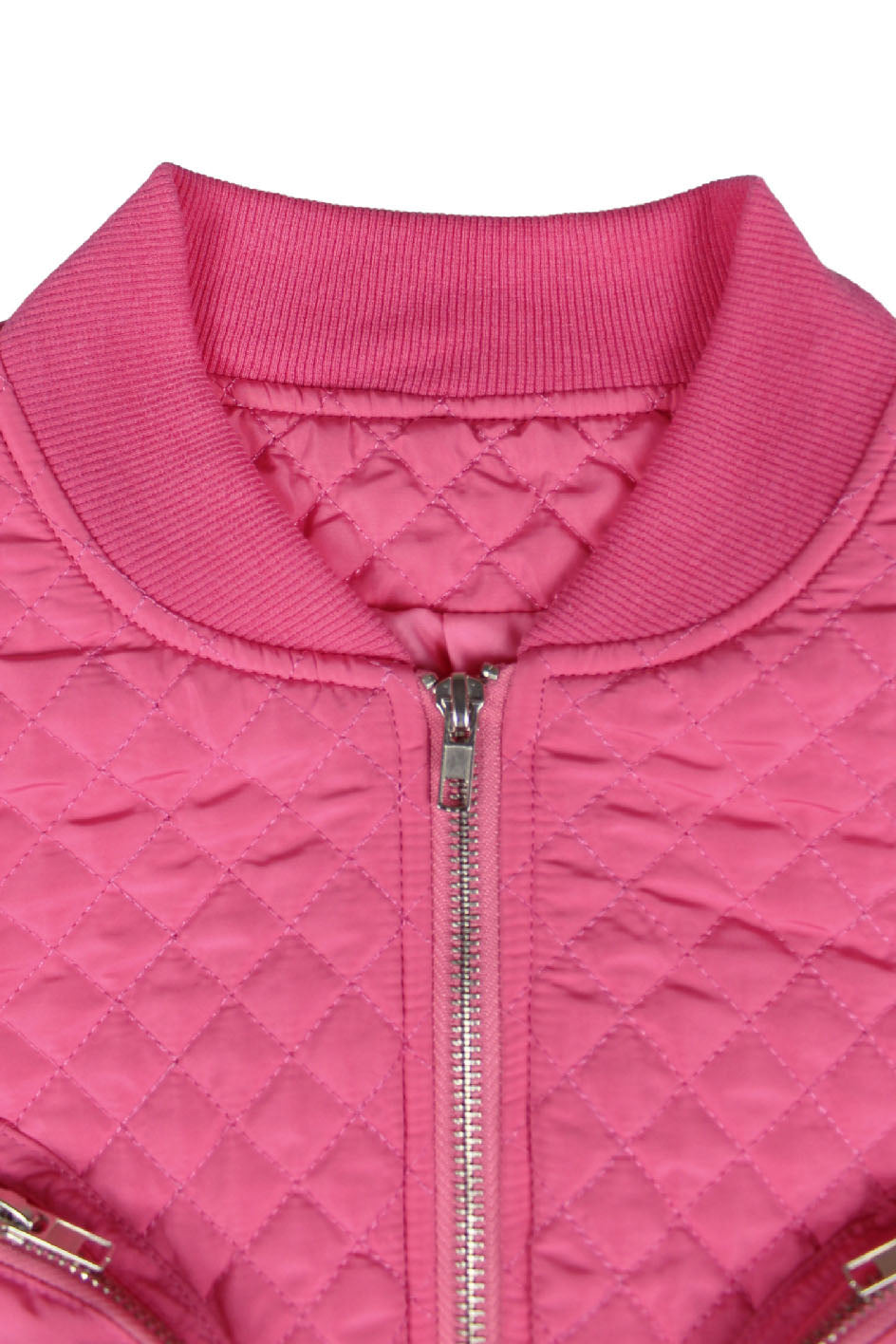 Cropped Diamond-Quilted Bomber Jacket