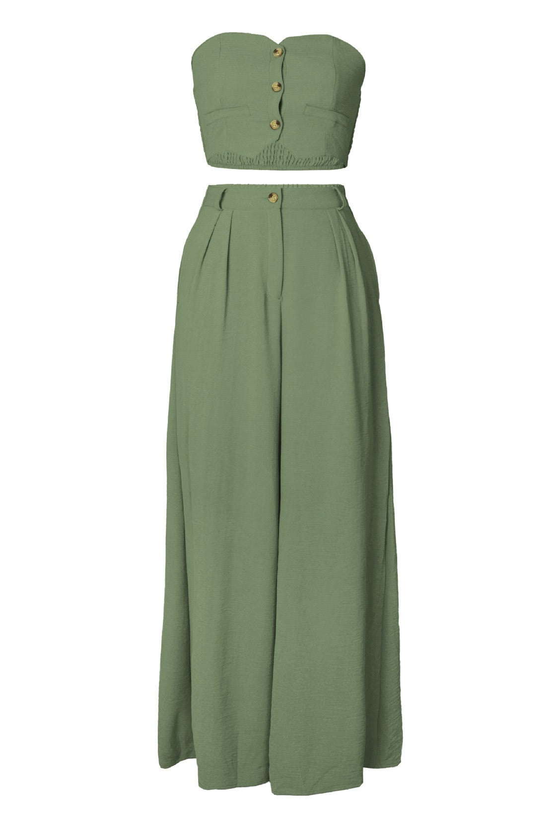 Stretch Tube Top Vest and Wide Leg Pants Set