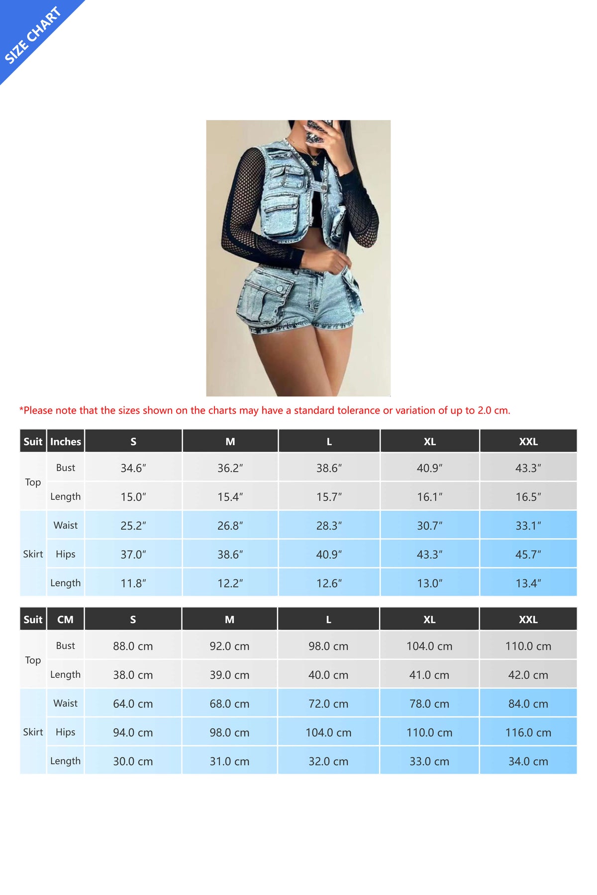 Denim Utility Vest & Stretch Shorts Set