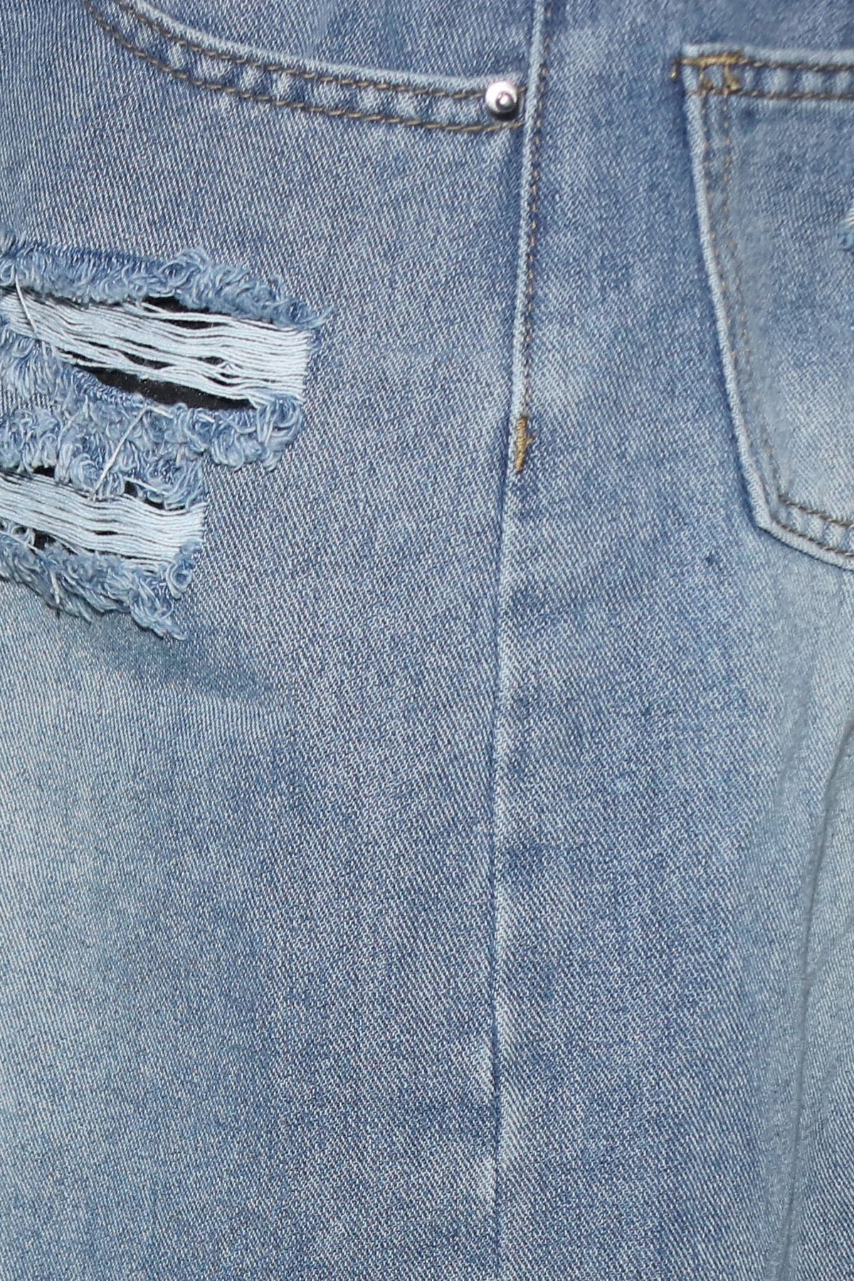 Double Denim Baggy Capri Jeans