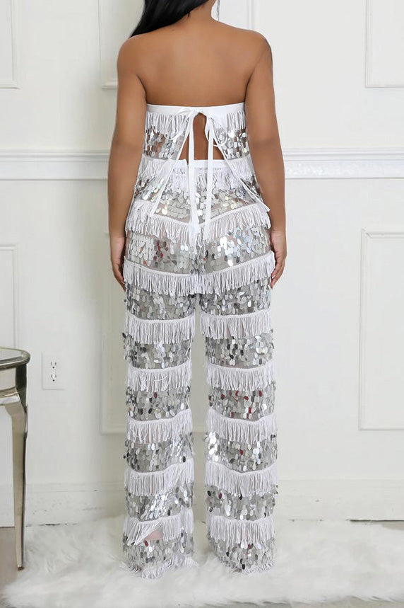 Fringe Sequin Pants Set