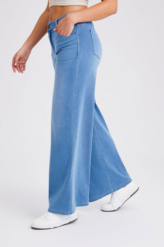 High-Stretch Wide Leg Fitness Jeans