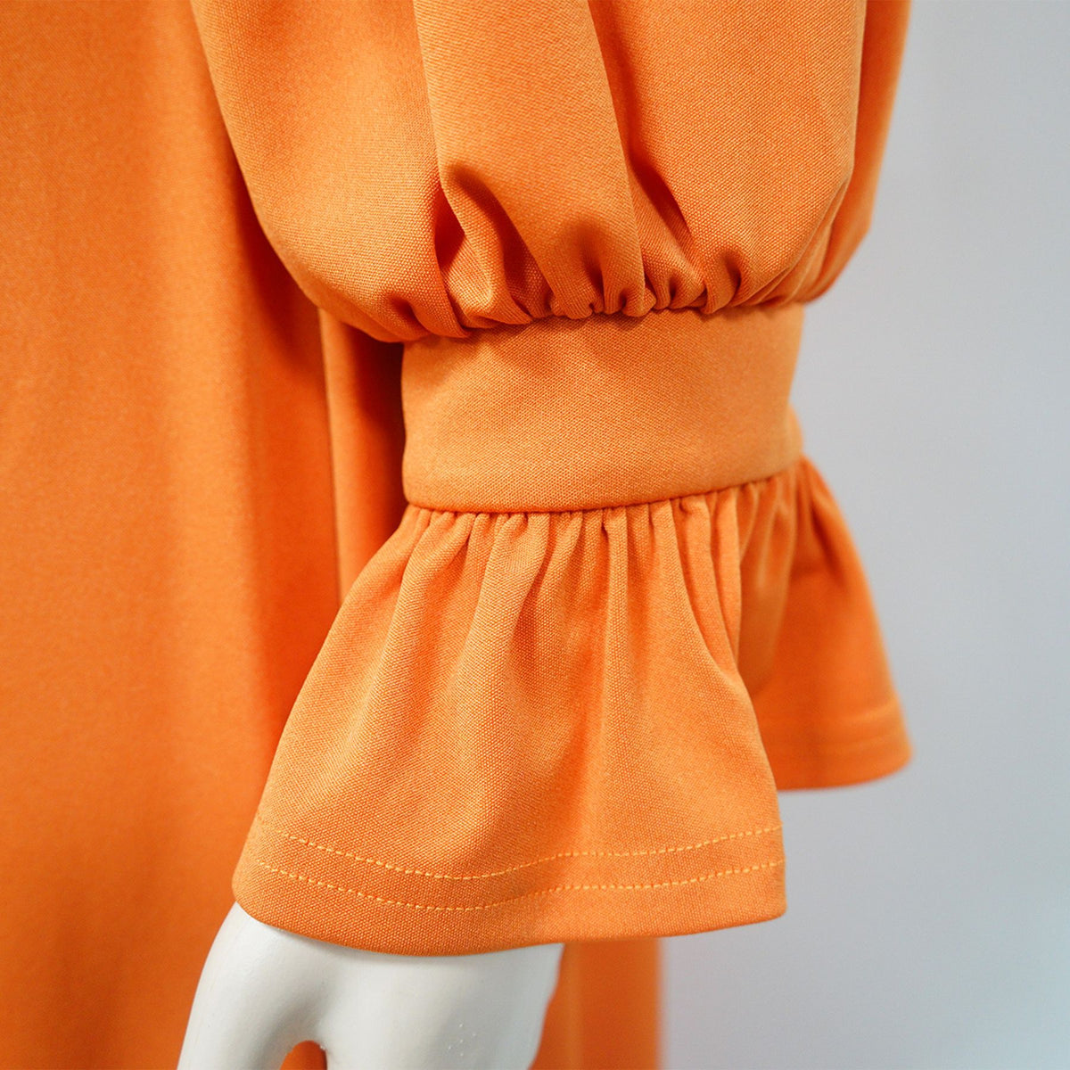 Plus Size Ruffle Cuff Pleated A-Line Midi Dress