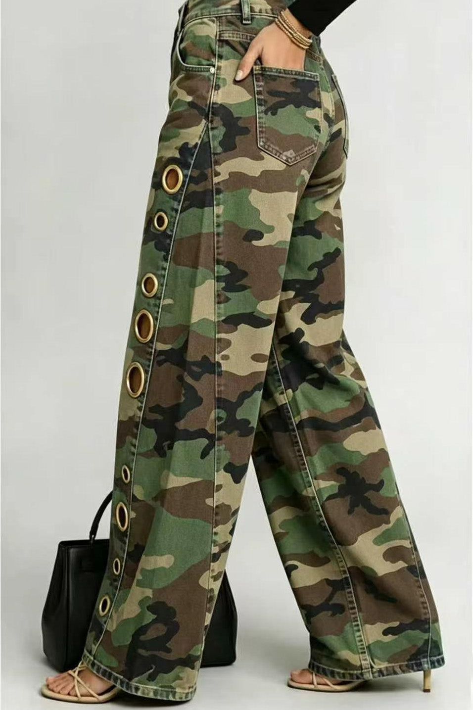 Baggy Camo Eyelet Wide Leg Pants
