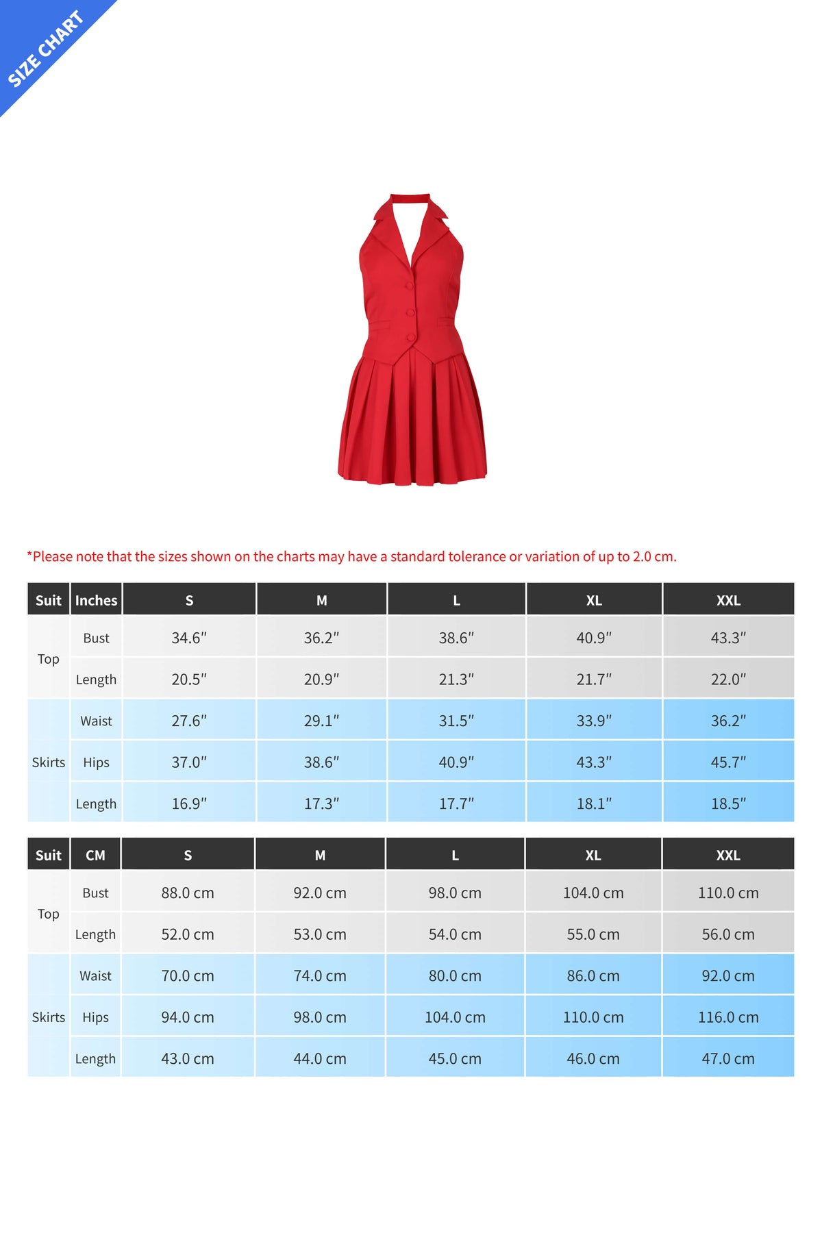 Halter Tuxedo Top & Pleated Skirt Set