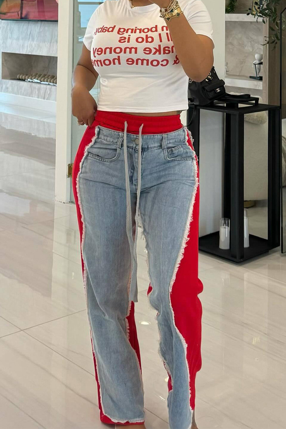 Patchwork Denim Jeans
