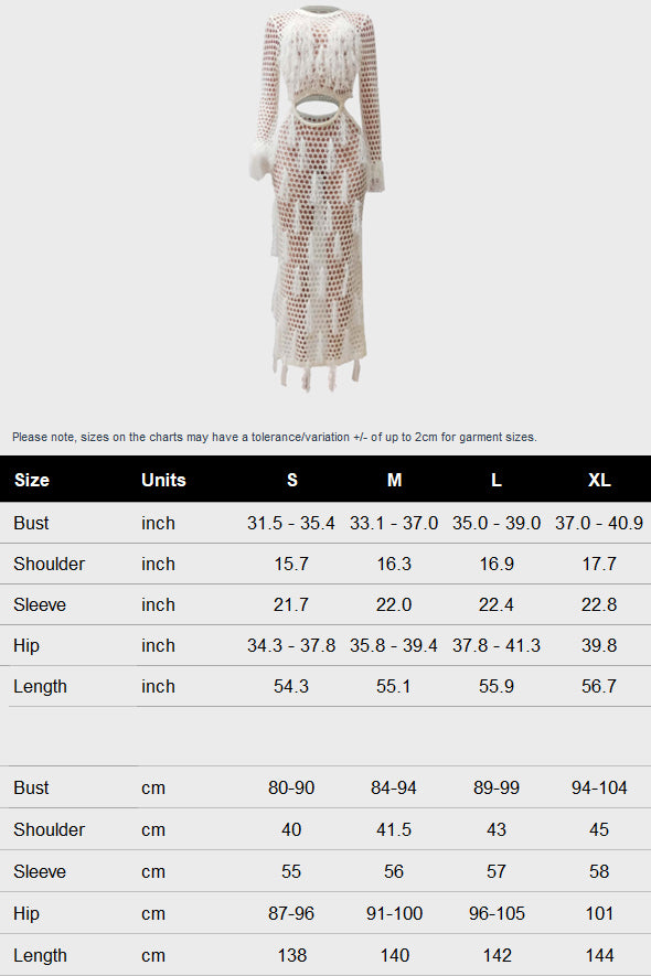 Fringe Knitting Hollow Long Dress