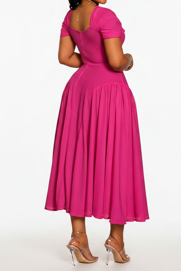 Plus Size Sweetheart Draped Midi Dress