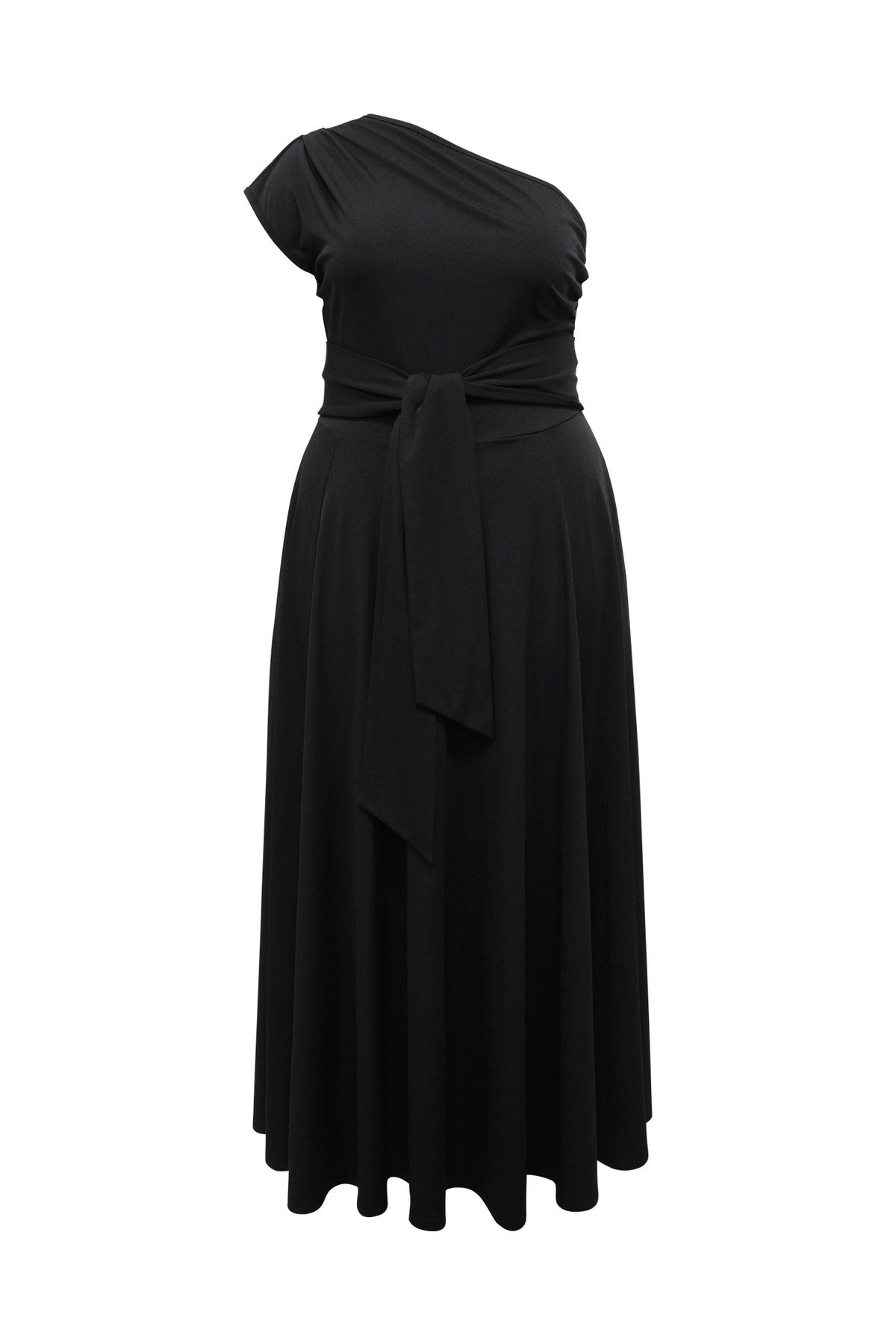 Elegant One-Shoulder A-Line Midi Dress