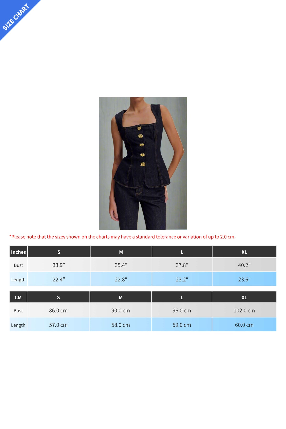 Square Neck Denim Vest