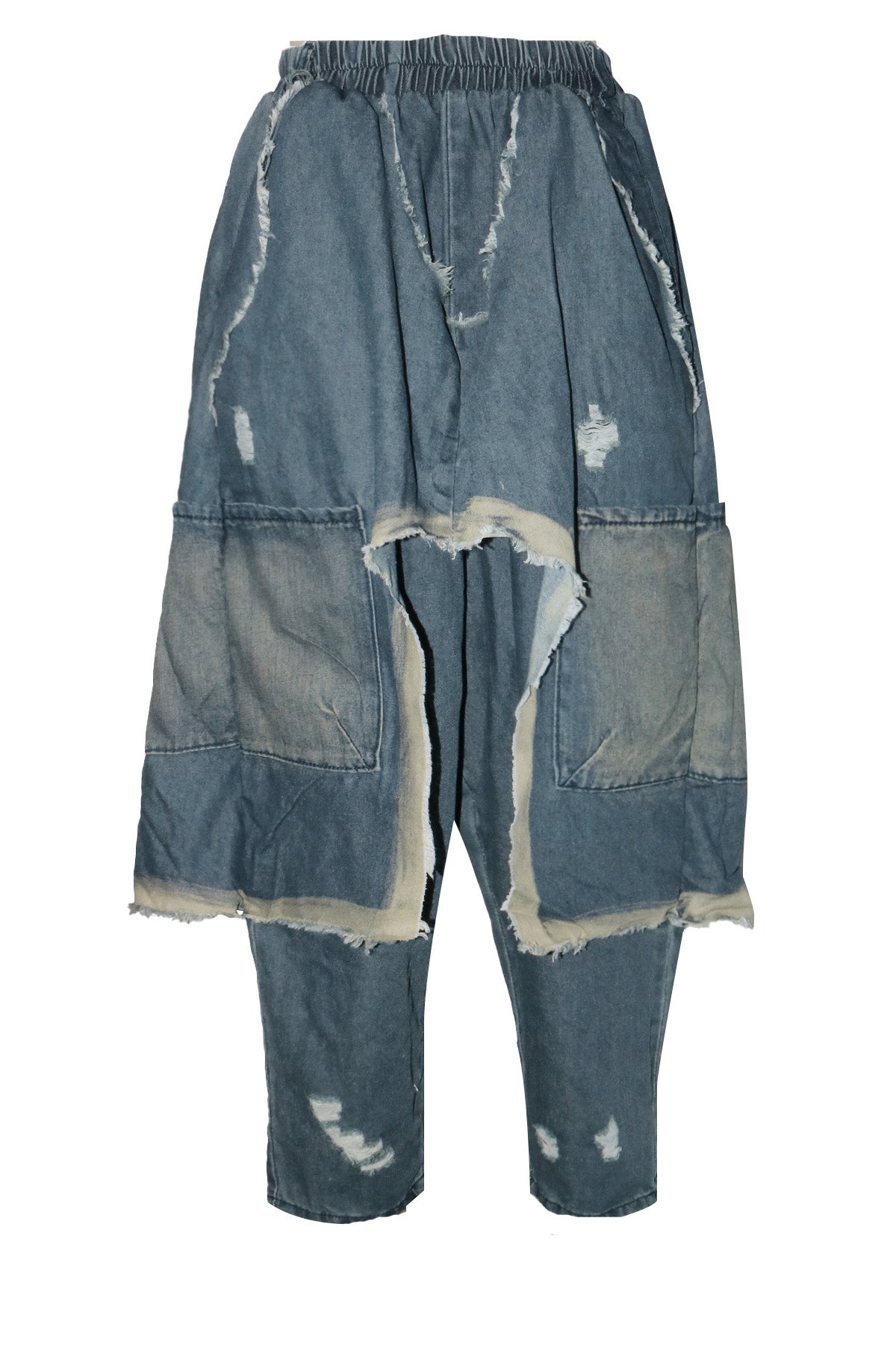 Vintage Ripped Harem Fit Denim Pants