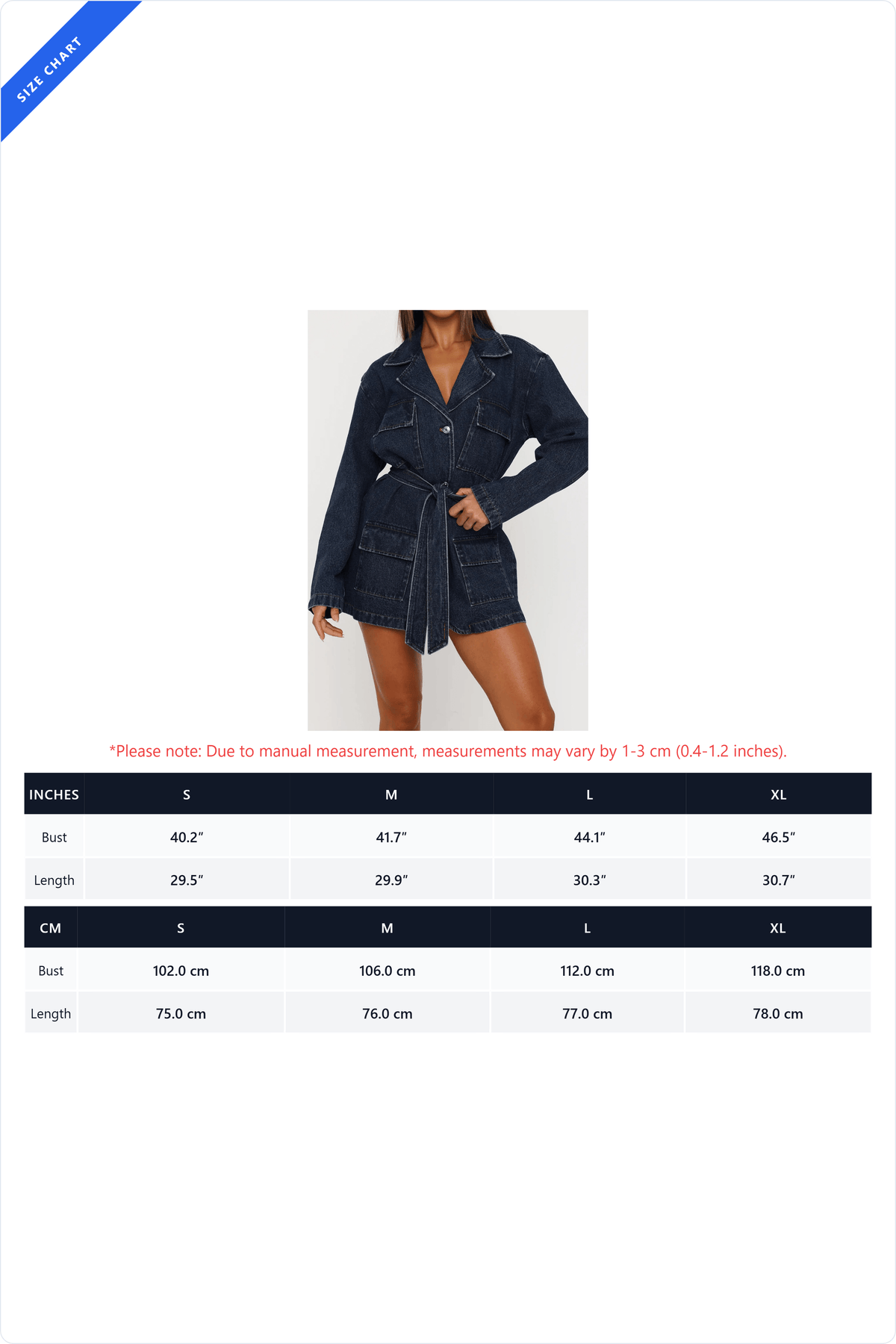 Belted Longline Denim Trench Jacket