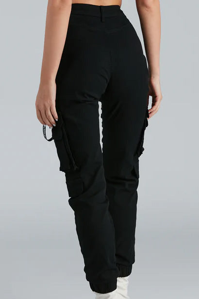 High Rise Cargo Joggers With Pockets