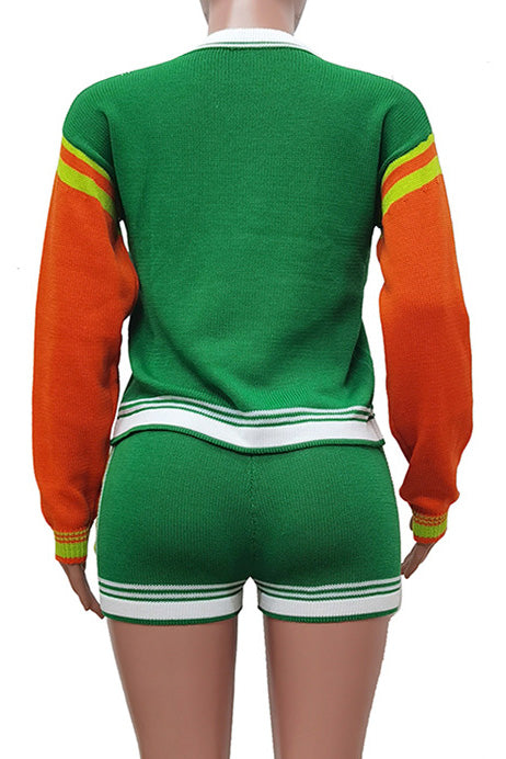 Colorblock Knit Shorts Set