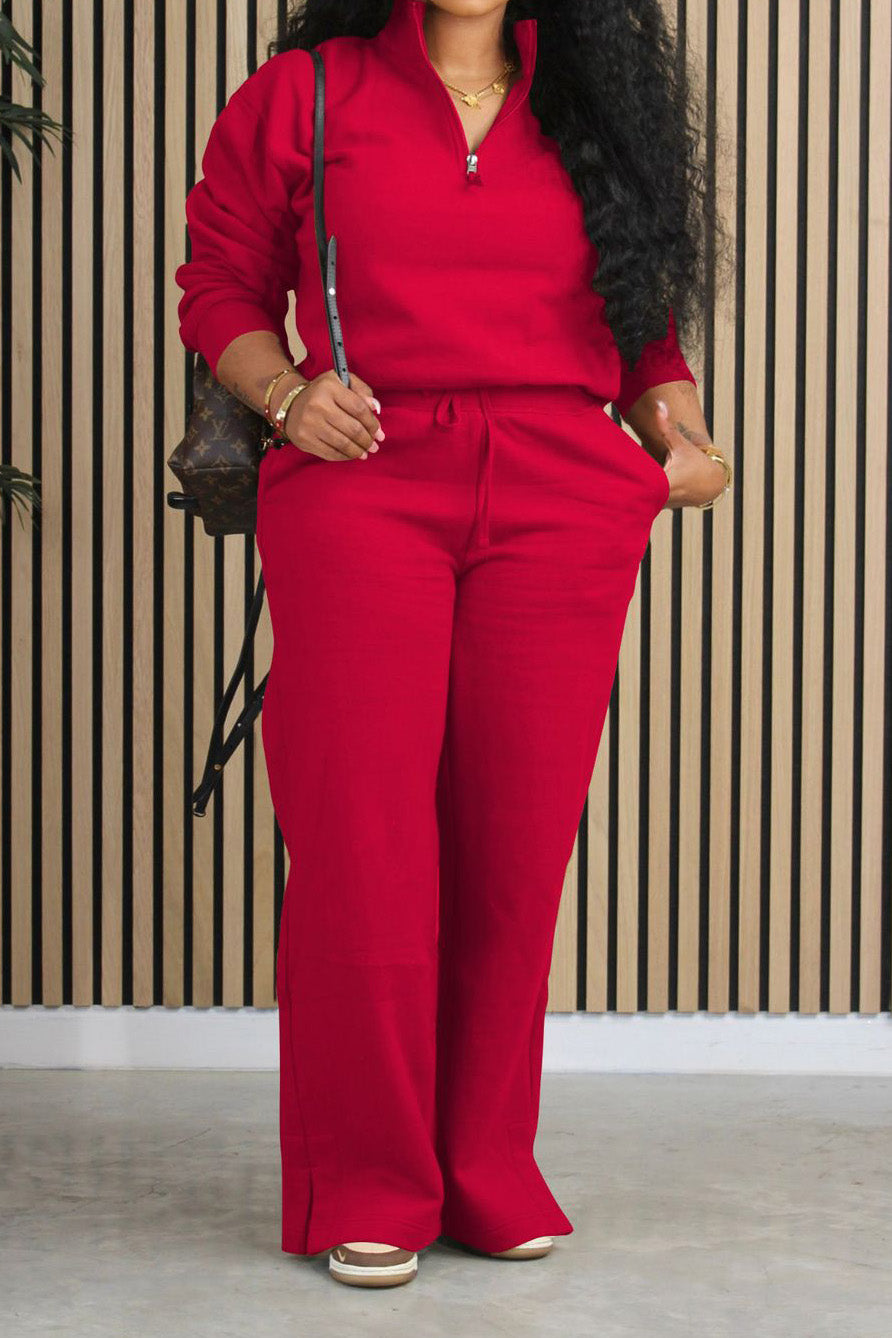 Fleece Lined Loose Fit Two-Piece Tracksuit