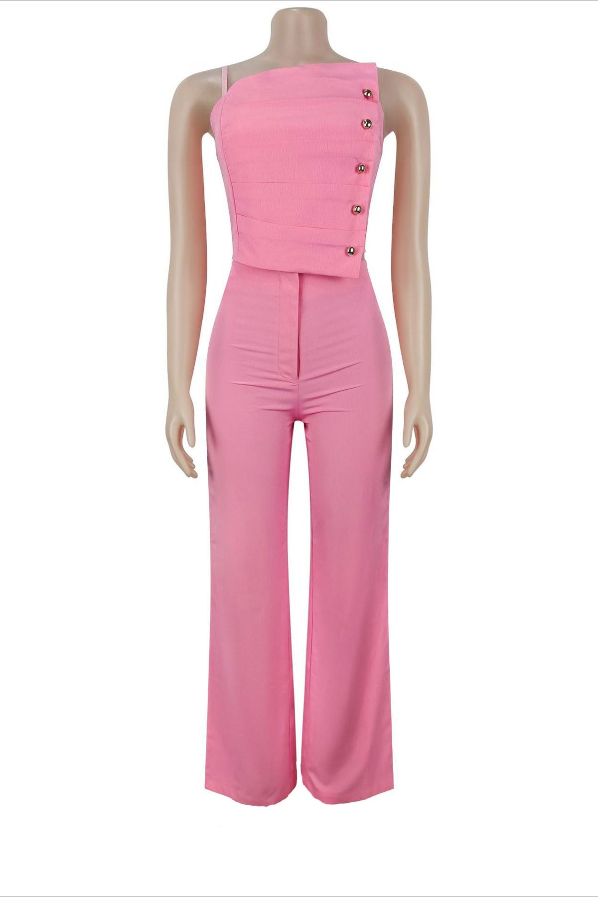 Asymmetrical Button Cami Pant Set