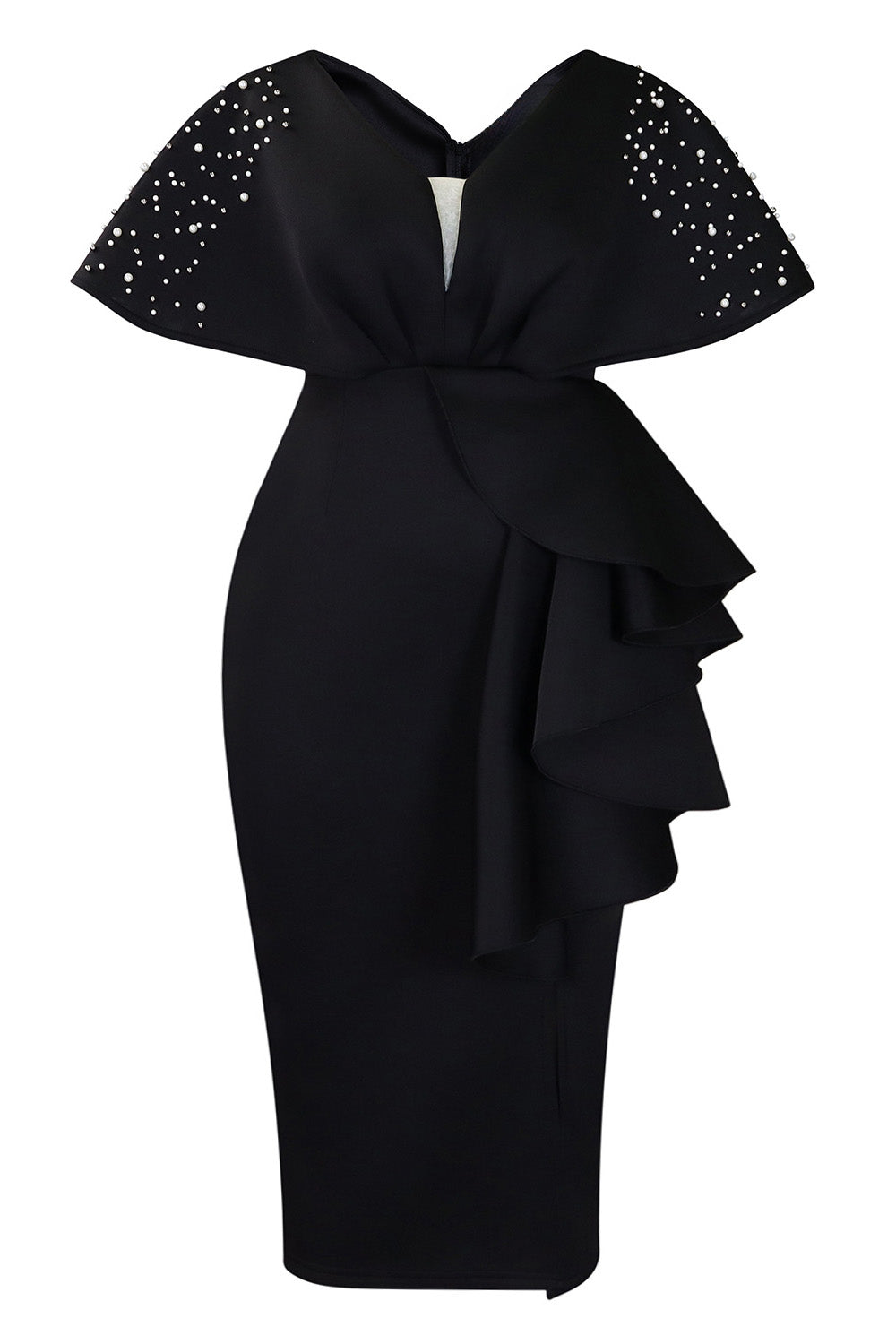Beaded Ruffled Split Party Dress
