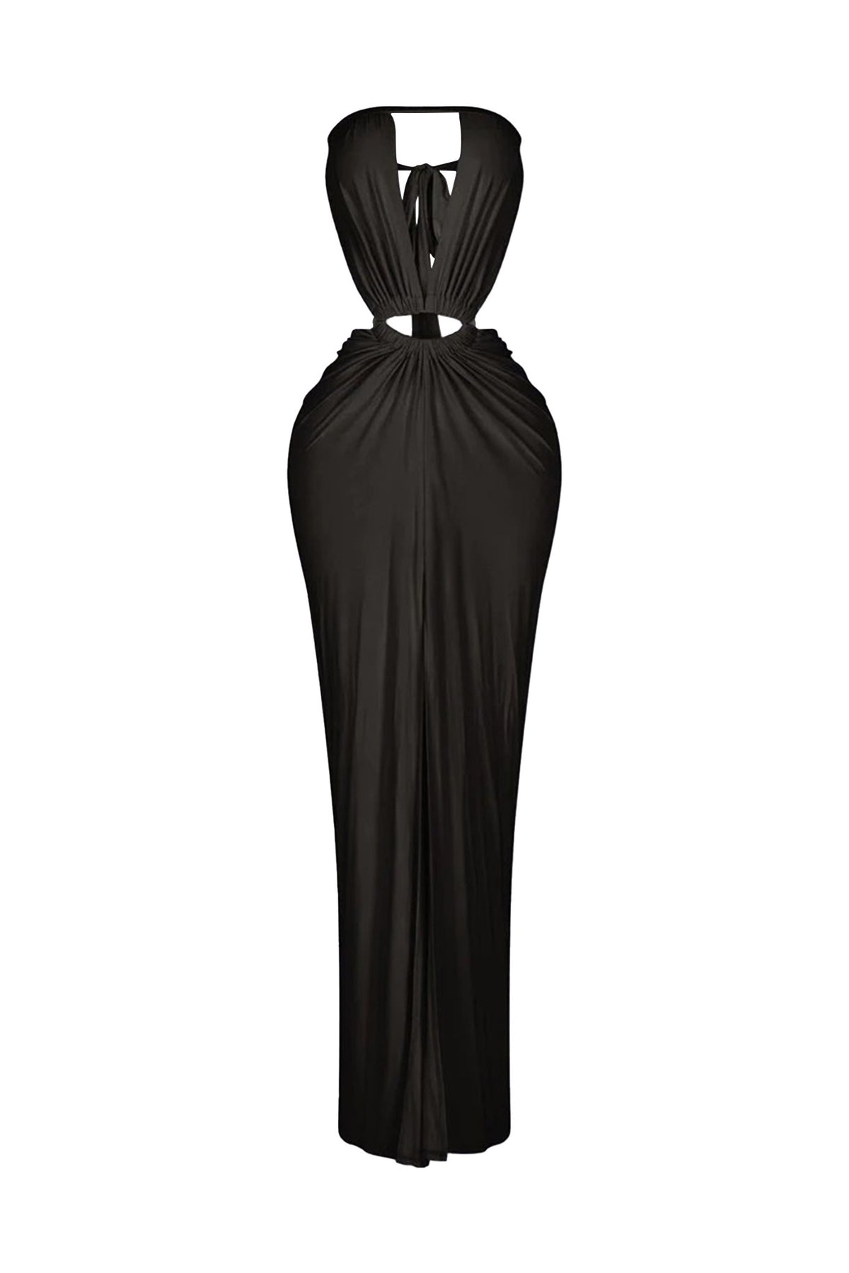 Cutout Ruched High Slit Maxi Dress